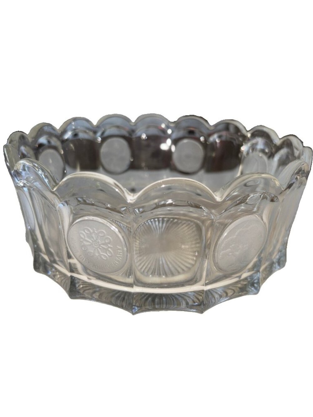 Vintage Fostoria Liberty Coin Round Clear Bowl-7.25” Diameter-No Chips!